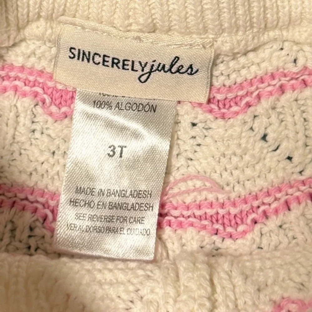 Sincerely Jules Kids Girls Cream Pink Striped Knit Scalloped Shorts Size 3T